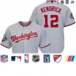Nationals #12 Howie Kendrick Grey Cool Base 2019 World Series Champions Stitched Baseball Jersey