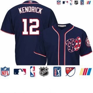 Nationals #12 Howie Kendrick Navy Blue Cool Base Stitched Baseball Jersey