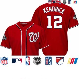 Nationals #12 Howie Kendrick Red Cool Base 2019 World Series Bound Stitched Baseball Jersey