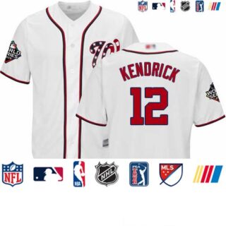 Nationals #12 Howie Kendrick White Cool Base 2019 World Series Champions Stitched Baseball Jersey