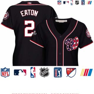 Nationals #2 Adam Eaton Navy Blue Alternate 2019 World Series Bound Women's Stitched Baseball Jersey