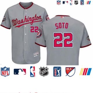 Nationals #22 Juan Soto Grey Flexbase Authentic Collection 2019 World Series Bound Stitched Baseball Jersey