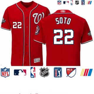 Nationals #22 Juan Soto Red Flexbase Authentic Collection 2019 World Series Bound Stitched Baseball Jersey