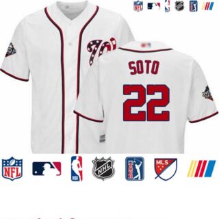 Nationals #22 Juan Soto White Cool Base 2019 World Series Bound Stitched Youth Baseball Jersey