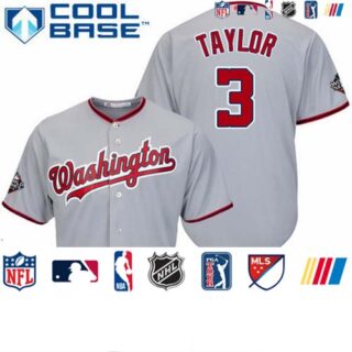 Nationals #3 Michael Taylor Grey New Cool Base 2019 World Series Bound Stitched Baseball Jersey