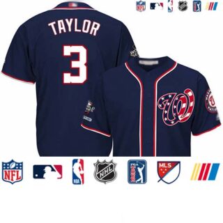 Nationals #3 Michael Taylor Navy Blue New Cool Base 2019 World Series Champions Stitched Baseball Jersey