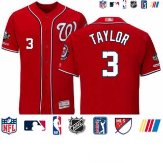 Nationals #3 Michael Taylor Red Flexbase Authentic Collection 2019 World Series Champions Stitched Baseball Jersey