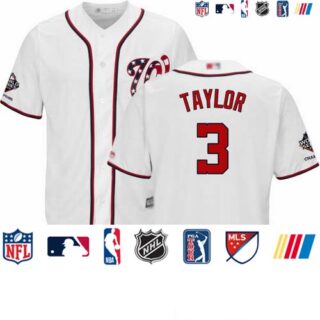 Nationals #3 Michael Taylor White New Cool Base 2019 World Series Champions Stitched Baseball Jersey