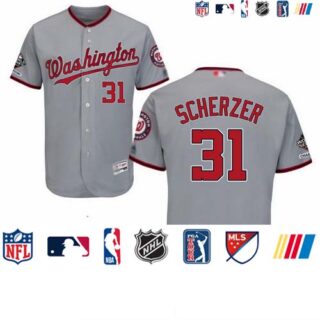 Nationals #31 Max Scherzer Grey Flexbase Authentic Collection 2019 World Series Champions Stitched Baseball Jersey