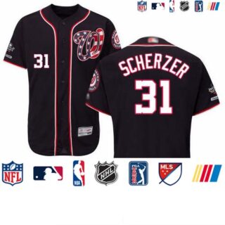 Nationals #31 Max Scherzer Navy Blue Flexbase Authentic Collection 2019 World Series Champions Stitched Baseball Jersey