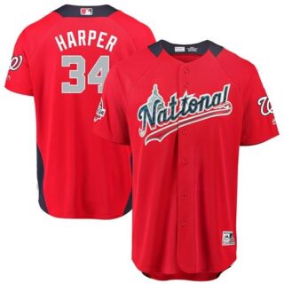 Nationals #34 Bryce Harper Red 2018 All-Star National League Stitched Baseball Jersey