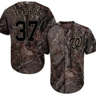 Nationals #37 Stephen Strasburg Camo Realtree Collection Cool Base Stitched Baseball Jersey