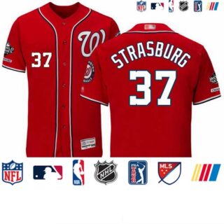 Nationals #37 Stephen Strasburg Red Flexbase Authentic Collection 2019 World Series Champions Stitched Baseball Jersey