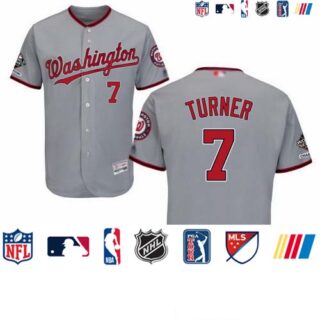 Nationals #7 Trea Turner Grey Flexbase Authentic Collection 2019 World Series Champions Stitched Baseball Jersey