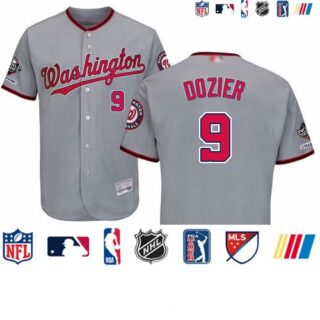 Nationals #9 Brian Dozier Grey Flexbase Authentic Collection 2019 World Series Champions Stitched Baseball Jersey
