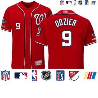 Nationals #9 Brian Dozier Red Flexbase Authentic Collection 2019 World Series Champions Stitched Baseball Jersey
