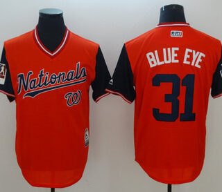Nationals 31 Max Scherzer Blue Eye Red 2018 Players' Weekend Authentic Team Jersey