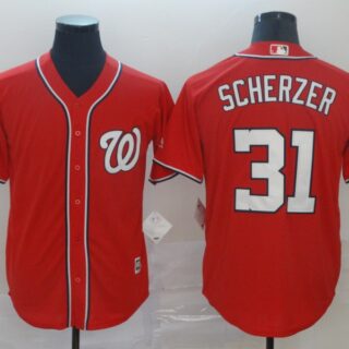 Nationals 31 Max Scherzer Red Cool Base Jersey