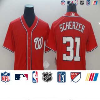 Nationals 31 Max Scherzer Red Cool Base Jersey