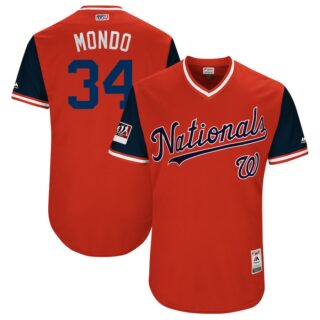 Nationals 34 Bryce Harper Mondo Red 2018 Players' Weekend Authentic Team Jersey