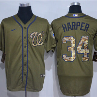 Nationals 34 Bryce Harper Olive 2020 Nike Cool Base Jersey