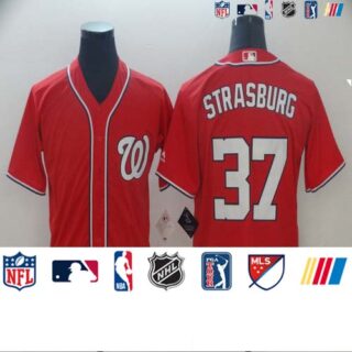 Nationals 37 Stephen Strasburg Red Cool Base Jersey