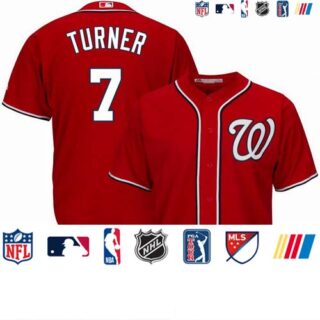 Nationals 7 Trea Turner Red Cool Base Jersey