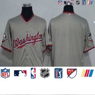 Nationals Blank Grey New Cool Base 2019 World Series Champions Stitched Baseball Jersey