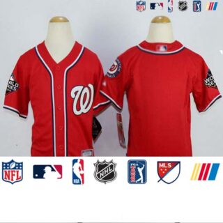 Nationals Blank Red Cool Base 2019 World Series Champions Stitched Youth Baseball Jersey