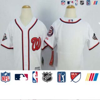 Nationals Blank White Cool Base 2019 World Series Bound Stitched Youth Baseball Jersey