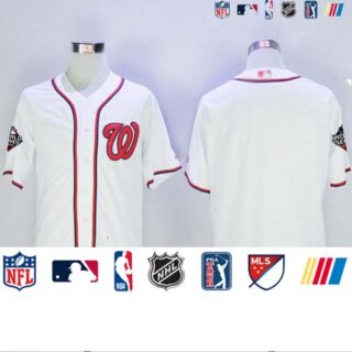 Nationals Blank White New Cool Base 2019 World Series Champions Stitched Baseball Jersey