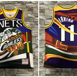 Nets And Multi Team 11 Kyrie Irving Big Face Color Hardwood Classics Swingman Jersey