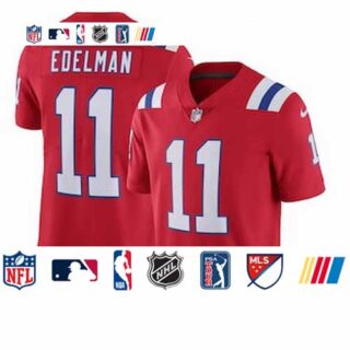 New England Patriots #11 Julian Edelman Men's Nike Red Alternate 2020 Vapor Limited Jersey