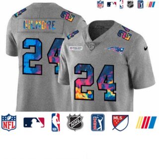 New England Patriots #24 Stephon Gilmore Men's Nike Multi-Color 2020 NFL Crucial Catch NFL Jersey Greyheather