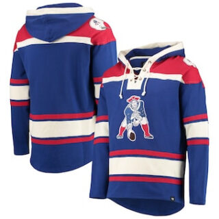 New England Patriots '47 Throwback Lacer Pullover Hoodie u2013 Royal