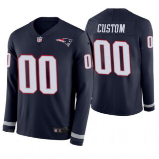 New England Patriots Custom Navy Therma Long Sleeve Jersey