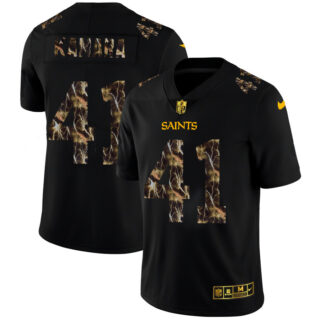 New Orleans Saints #41 Alvin Kamara Men's Black Nike Flocked Lightning Vapor Limited NFL Jersey