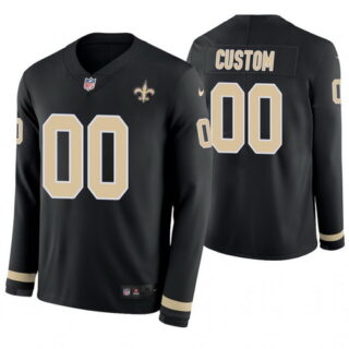 New Orleans Saints Custom Black Therma Long Sleeve Jersey