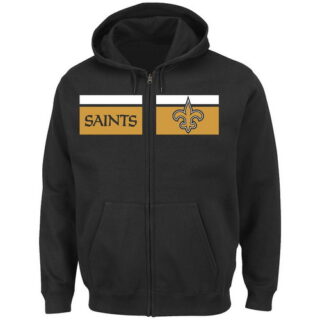 New Orleans Saints Majestic Touchback Full Zip Hoodie Black