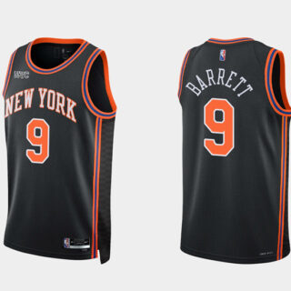 New Yok Knicks #9 Rj Barrett Black 75th Anniversary Stitched Swingman Basketball Jersey