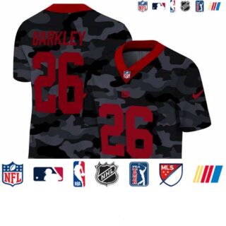 New York Giants #26 Saquon Barkley Men's Nike 2020 Black CAMO Red Vapor Untouchable Limited Stitched NFL Jersey