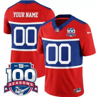 New York Giants Customized Century Red 100TH Season Commemorative Patch Jersey
