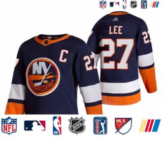 New York Islanders #27 Anders Lee Navy Blue Men's Adidas 2020-21 Reverse Retro Alternate NHL Jersey
