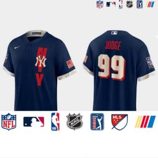 New York Yankees #99 Aaron Judge 2021 Mlb All Star Game Fan's Version Navy Jersey