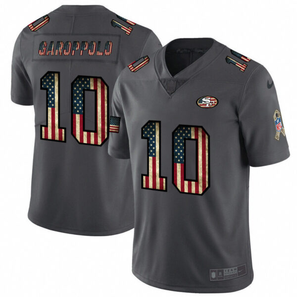Nike 49ers 10 Jimmy Garoppolo 2019 Salute To Service USA Flag Fashion Limited Jersey