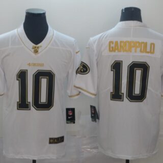 Nike 49ers 10 Jimmy Garoppolo White Gold Vapor Untouchable Limited Jersey