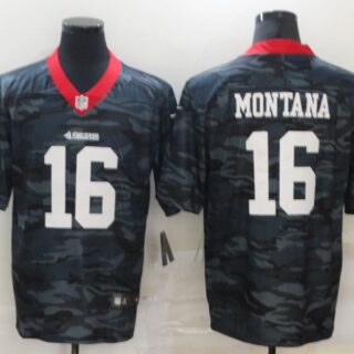 Nike 49ers 16 Joe Montana Black Camo Limited Jersey