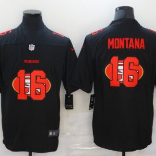 Nike 49ers 16 Joe Montana Black Shadow Logo Limited Jersey