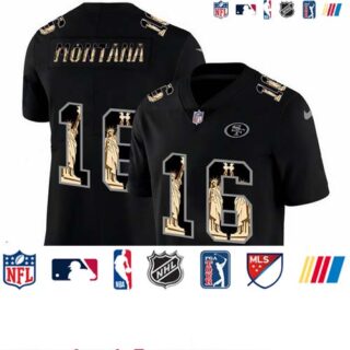 Nike 49ers 16 Joe Montana Black Statue Of Liberty Limited Jersey