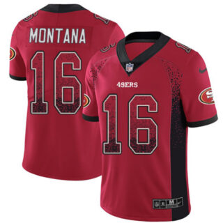 Nike 49ers 16 Joe Montana Red Drift Fashion Limited Jersey